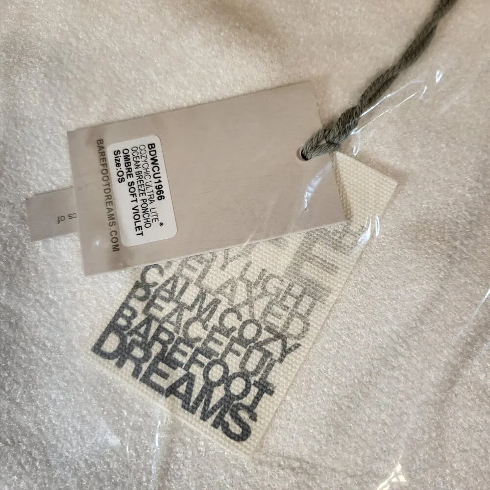 Barefoot Dreams Cozy Chic Ultra Lite Ocean Breeze Poncho One Size Ombre Violet - Picture 3 of 6